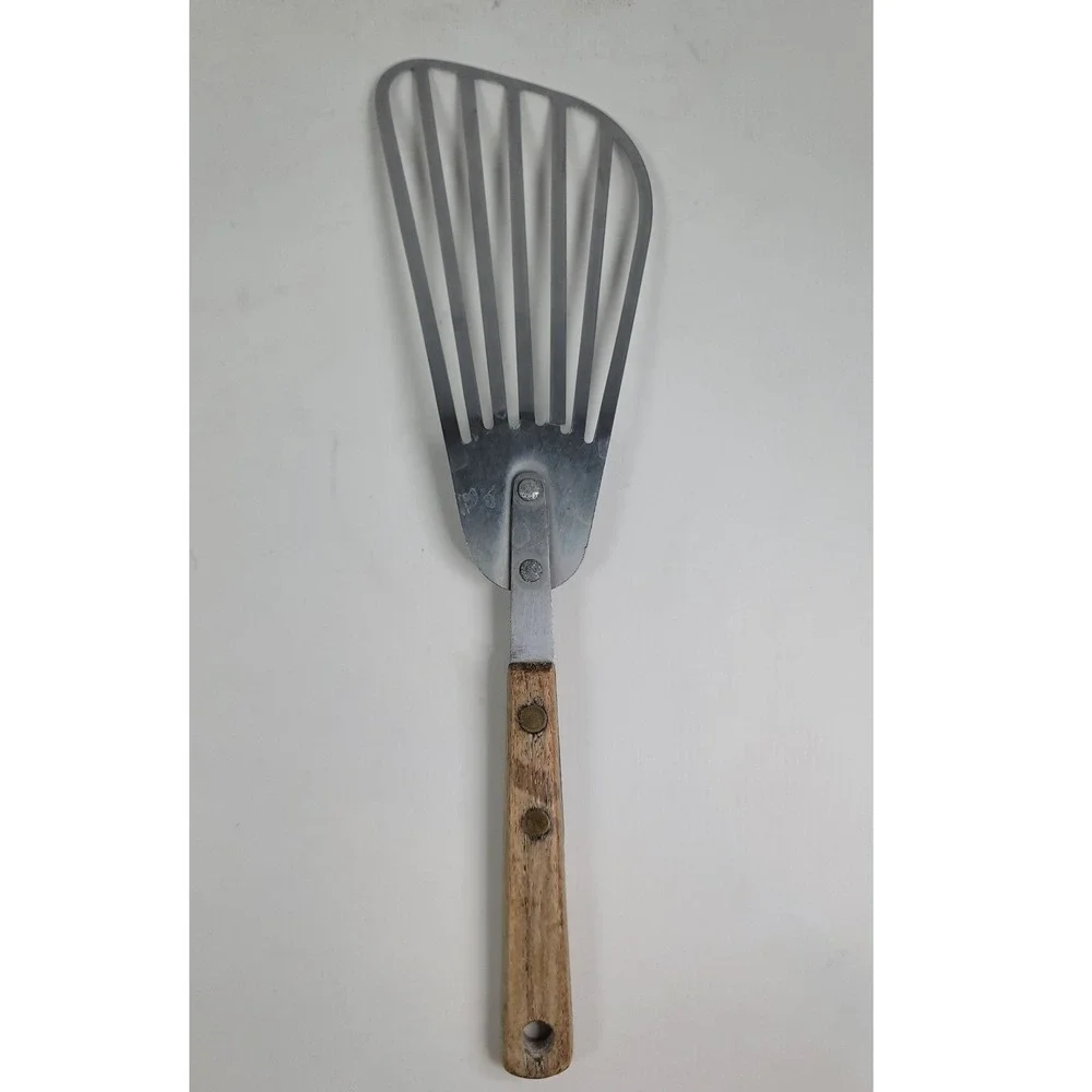 Vintage Stainless Steel Japan Kitchen Utensil Set Wood Handle Spatula Ladle 2pc